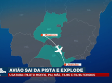 Avião sai da pista e explode na praia