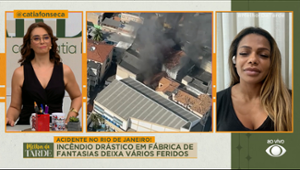 Rainha de bateria lamenta incêndio em fábrica de fantasias