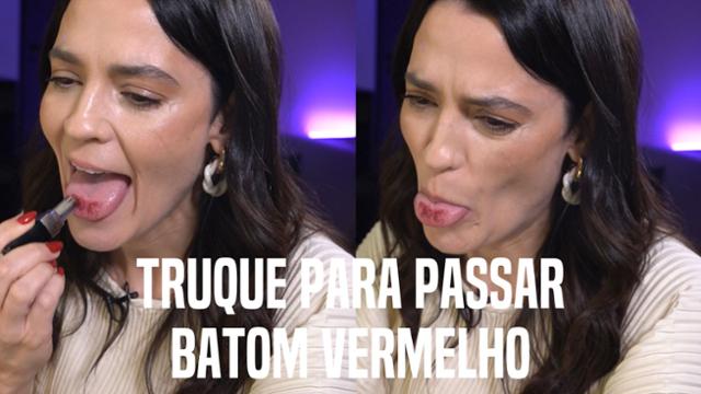 Batom na língua? Vanessa Rozan testa truque inusitado com batom vermelho
