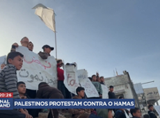 Palestinos protestam contra o Hamas e pelo fim do conflito com Israel