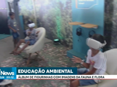 Álbum de figurinhas com imagens da fauna e flora