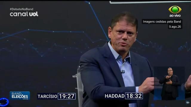 Debate na Band: Tarcísio defende privatizações após crítica de Haddad: 'Não fazemos por fazer'