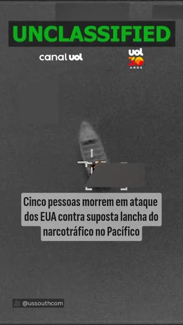 Cinco pessoas morrem em ataque dos EUA contra suposta lancha do narcotráfico no Pacífico